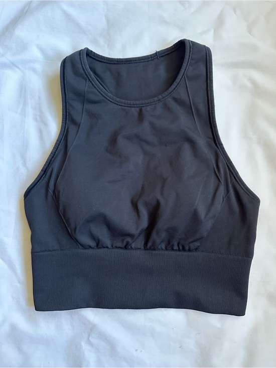 lululemon athletica Other - Lululemon Black High-Neck Long Line Sports Bra Cropped bra tank Ebb to TrainSz 4